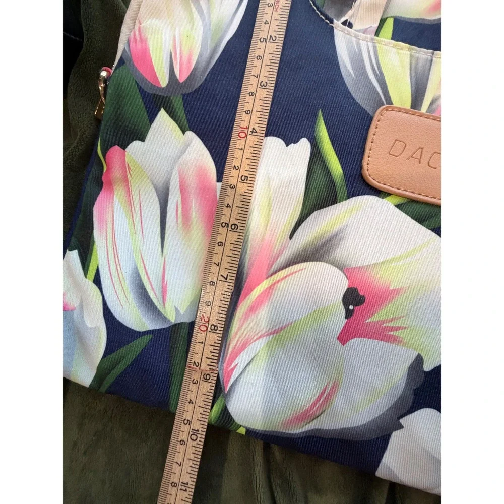 Dachee Floral Laptop Messenger Bag Navy Pink Tulip 15.6 Inch Padded Case Strap